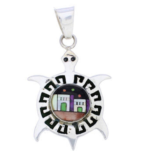 Turtle Native American or Pueblo Design Multicolor Pendant MW75786