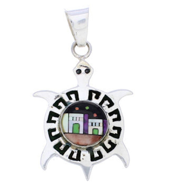 Turtle Native American or Pueblo Design Multicolor Pendant MW75786