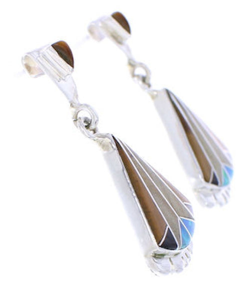 Southwestern Jewelry Multicolor Sterling Silver Post Earrings MW75802