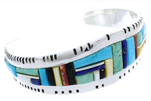 Southwest Jewelry Multicolor Sterling Silver Cuff Bracelet EX27335
