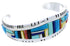 Multicolor Inlay Genuine Sterling Silver Jewelry Cuff Bracelet EX27337