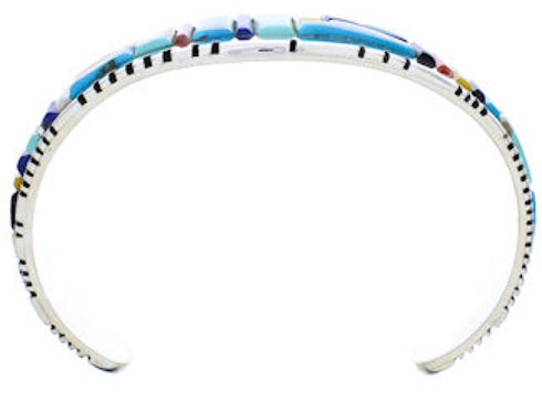 Multicolor Inlay Genuine Sterling Silver Jewelry Cuff Bracelet EX27337