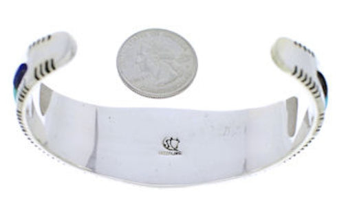 Multicolor Inlay Genuine Sterling Silver Jewelry Cuff Bracelet EX27337