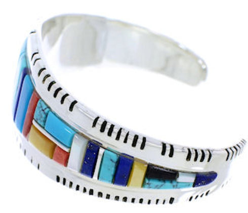 Sterling Silver Multicolor Southwest Jewelry Cuff Bracelet EX27343