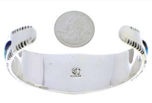 Sterling Silver Multicolor Southwest Jewelry Cuff Bracelet EX27343