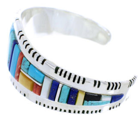 Southwestern Multicolor Sterling Silver Cuff Bracelet Jewelry EX27350