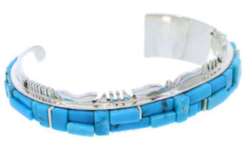 Genuine Sterling Silver And Turquoise Inlay Cuff Bracelet EX27431
