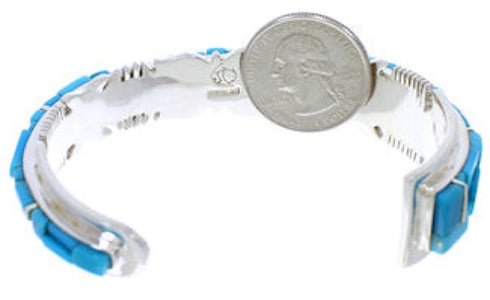 Genuine Sterling Silver And Turquoise Inlay Cuff Bracelet EX27431