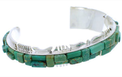 Genuine Sterling Silver Turquoise Inlay Jewelry Cuff Bracelet EX27438