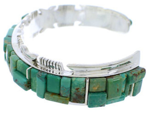 Genuine Sterling Silver Turquoise Inlay Jewelry Cuff Bracelet EX27438