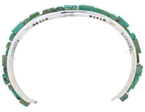 Genuine Sterling Silver Turquoise Inlay Jewelry Cuff Bracelet EX27438
