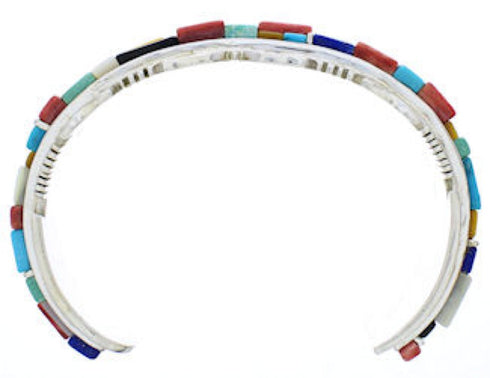 Multicolor Southwestern Sterling Silver Jewelry Cuff Bracelet EX27446