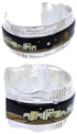 Multicolor Native American Village Design Silver Cuff Bracelet MW75554