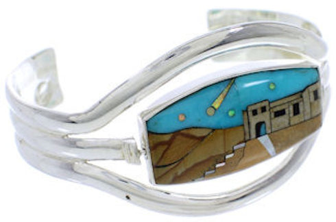 Multicolor Native American Design Reversible Cuff Bracelet MW75634