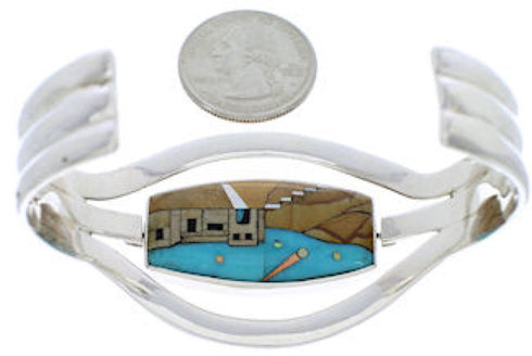 Multicolor Native American Design Reversible Cuff Bracelet MW75634