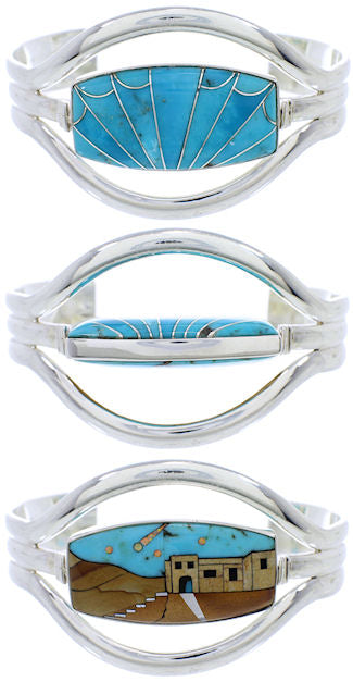 Multicolor Reversible Native American Design Cuff Bracelet MW75640