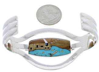 Multicolor Reversible Native American Design Cuff Bracelet MW75640