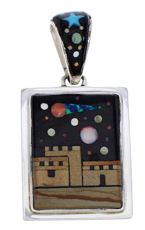 Native American Design Multicolor Reversible Pendant Jewelry EX29494