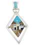 Multicolor Native American Village Design Reversible Pendant EX29495