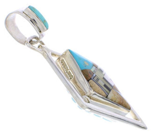 Multicolor Native American Village Design Reversible Pendant EX29495