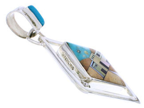 Southwest Multicolor Native American Design Reversible Pendant EX29497