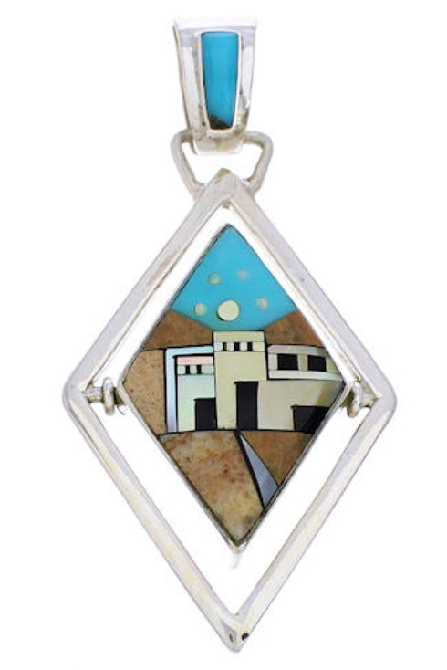 Native American Design Southwest Multicolor Reversible Pendant EX29499
