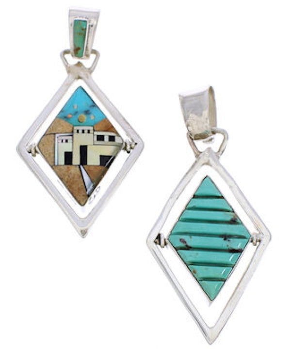 Southwest Native American Design Multicolor Reversible Pendant EX29500