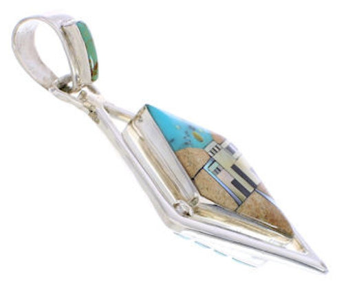 Southwest Native American Design Multicolor Reversible Pendant EX29500