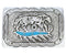 Southwestern Horse Feather Turquoise Inlay Silver Belt Buckle EX29145