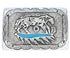 Southwestern Horse Feather Turquoise Inlay Silver Belt Buckle EX29145