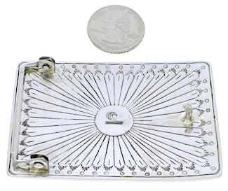 Southwestern Horse Feather Turquoise Inlay Silver Belt Buckle EX29145