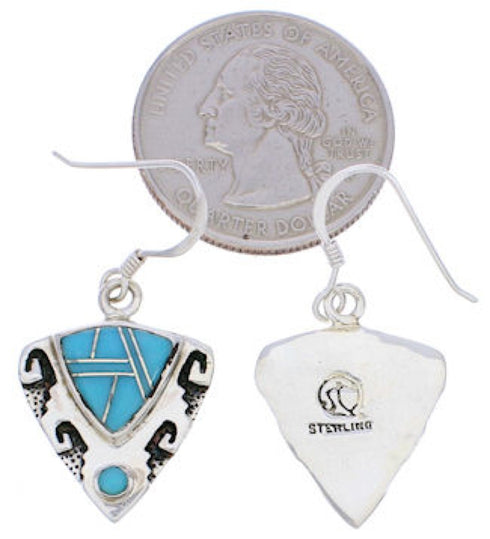 Southwest Turquoise And Silver Water Wave Hook Dangle Earrings EX30420