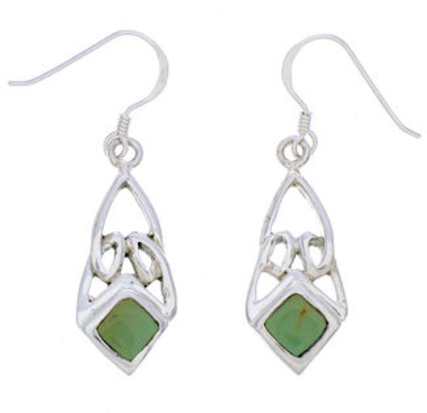 Turquoise And Sterling Silver Southwest Hook Dangle Earrings EX30422
