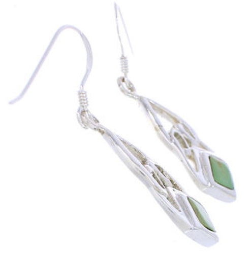 Turquoise And Sterling Silver Southwest Hook Dangle Earrings EX30422