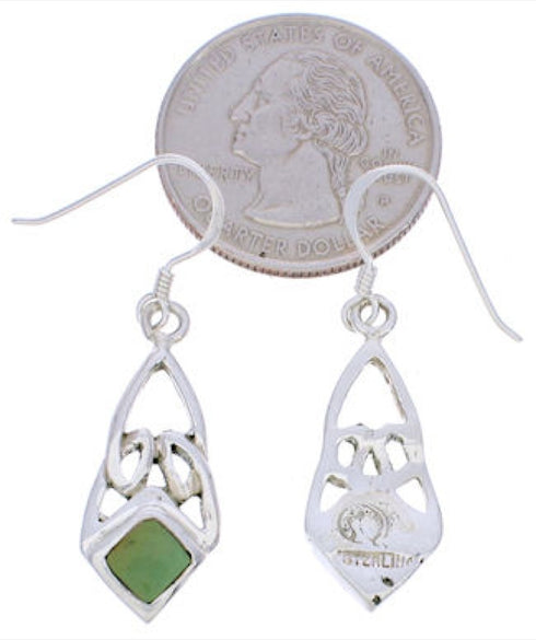 Turquoise And Sterling Silver Southwest Hook Dangle Earrings EX30422