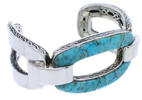 Sterling Silver Southwestern Turquoise Inlay Cuff Bracelet MX27047