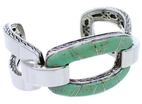 Genuine Sterling Silver Jewelry Turquoise Inlay Cuff Bracelet MX27055