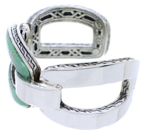 Genuine Sterling Silver Jewelry Turquoise Inlay Cuff Bracelet MX27055