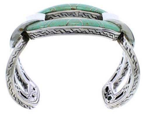 Genuine Sterling Silver Jewelry Turquoise Inlay Cuff Bracelet MX27055