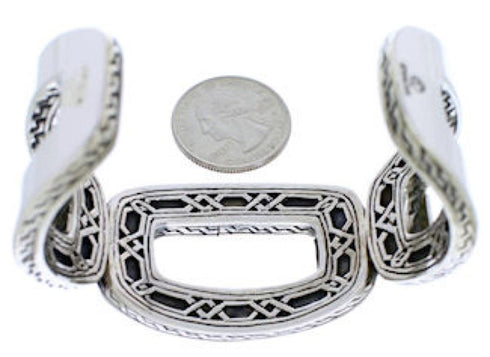 Genuine Sterling Silver Jewelry Turquoise Inlay Cuff Bracelet MX27055