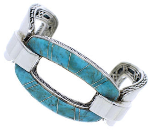 Sterling Silver Turquoise Inlay Southwest Cuff Bracelet MX27058