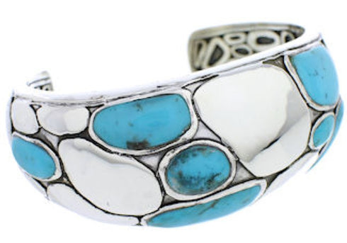Silver Southwestern Turquoise Inlay Cuff Bracelet MX27099
