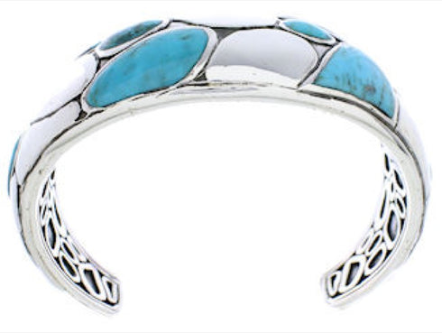 Silver Southwestern Turquoise Inlay Cuff Bracelet MX27099