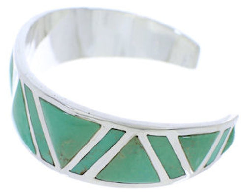Southwest Turquoise Inlay Silver Cuff Bracelet EX27629
