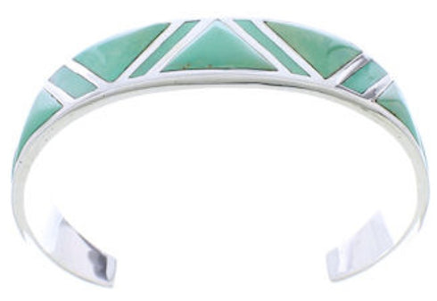 Southwest Turquoise Inlay Silver Cuff Bracelet EX27629