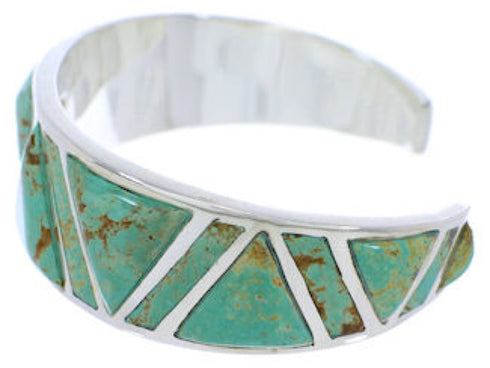 Sterling Silver And Turquoise Inlay Cuff Bracelet Jewelry EX27635