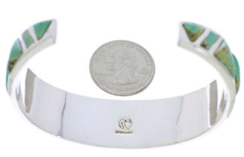 Sterling Silver And Turquoise Inlay Cuff Bracelet Jewelry EX27635