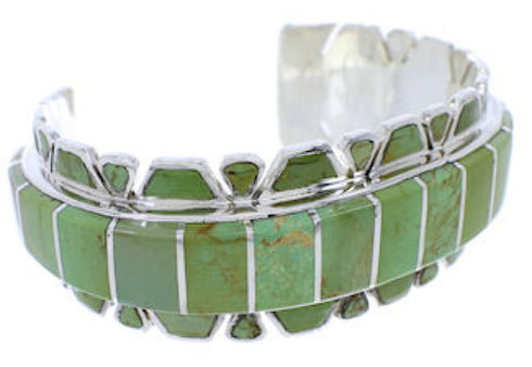 Turquoise Inlay Sterling Silver Cuff Bracelet Jewelry EX27700