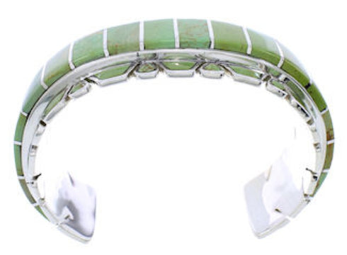 Turquoise Inlay Sterling Silver Cuff Bracelet Jewelry EX27700