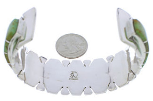 Turquoise Inlay Sterling Silver Cuff Bracelet Jewelry EX27700